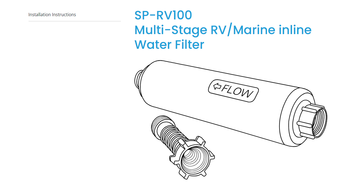 SP-RV100 RV Water Filter Cartridge Manual - SpiroPure.com
